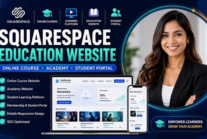 build squarespace online course website education website academy website